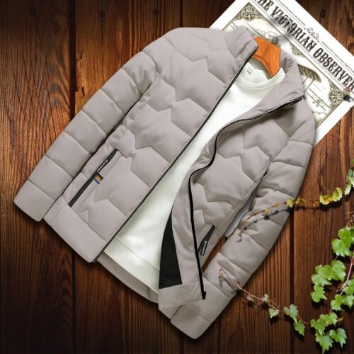 Premium Padded Jacket Colour=CREAM SILVER